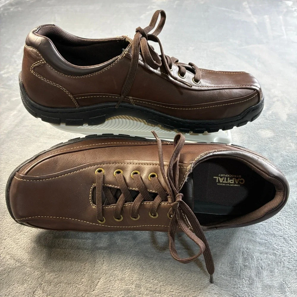 Capital by Rockport‎ Men's Brown Leather Oxford Shoes Size 12M Lace Up READ